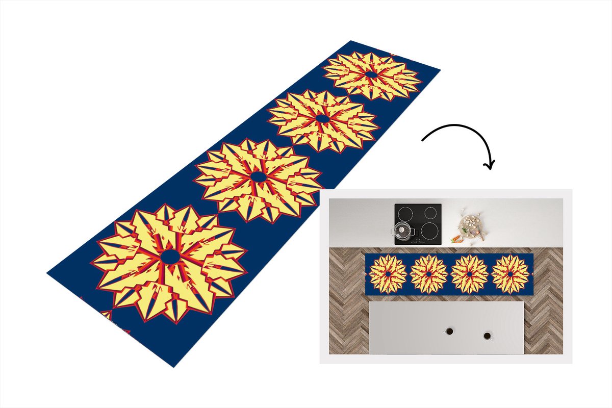 KitchenYeah Keukenloper - Loper keuken - Sterren - Patronen - Abstract - 240x60 cm - Keukenloper vinyl Multicolor