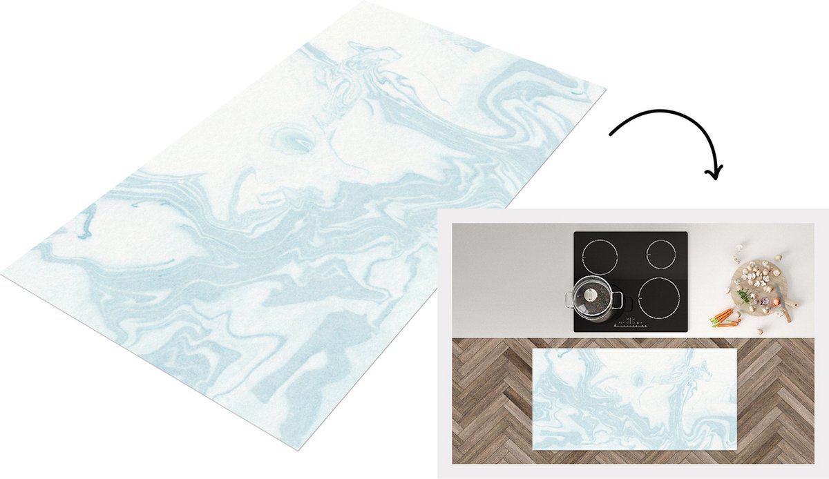 KitchenYeah Keukenloper - Loper keuken - Marmer - Wit - Patronen - Keukenloper vinyl, foto 2