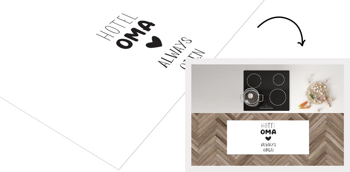 KitchenYeah Keukenloper - Loper keuken - Spreuken - Quotes Hotel Oma Always Open - Grootouders - Spreuken - 120x50 cm - Keukenloper vinyl Multicolor