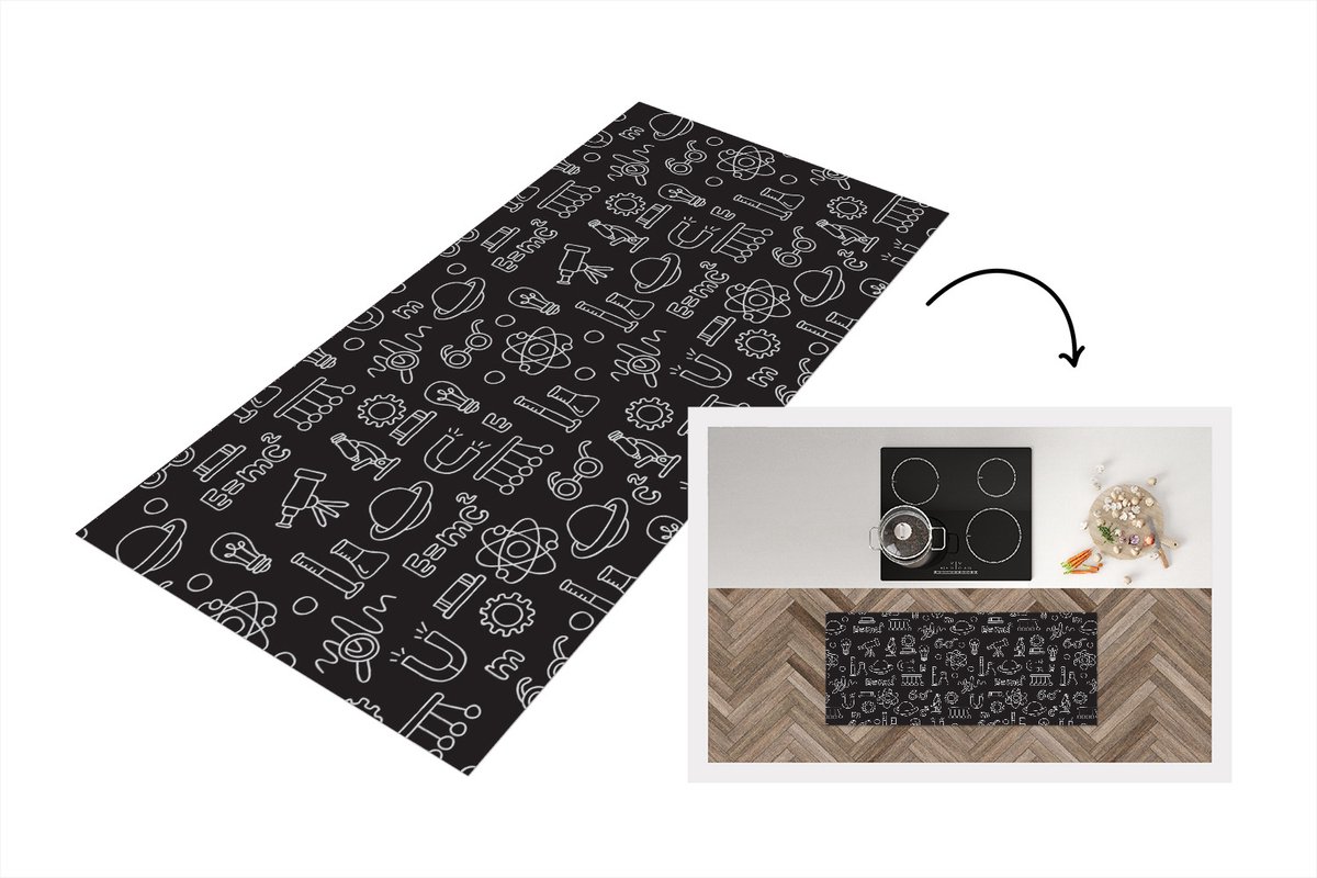 KitchenYeah Keukenloper - Loper keuken - Scheikunde - Symbool - Patronen - Keukenloper vinyl Multicolor