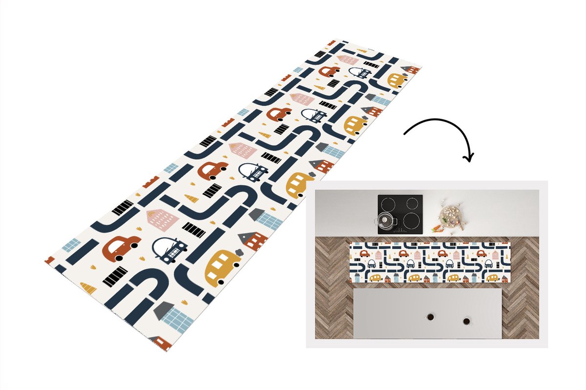 KitchenYeah Keukenloper - Loper keuken - Design - Jongens - Auto - Kinderen - Keukenloper vinyl multicolor, foto 2