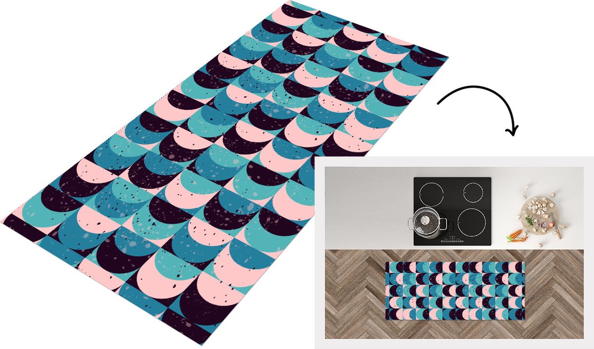 KitchenYeah Keukenloper - Loper keuken - Meisjes - Verf - Patronen - Keukenloper vinyl Multicolor