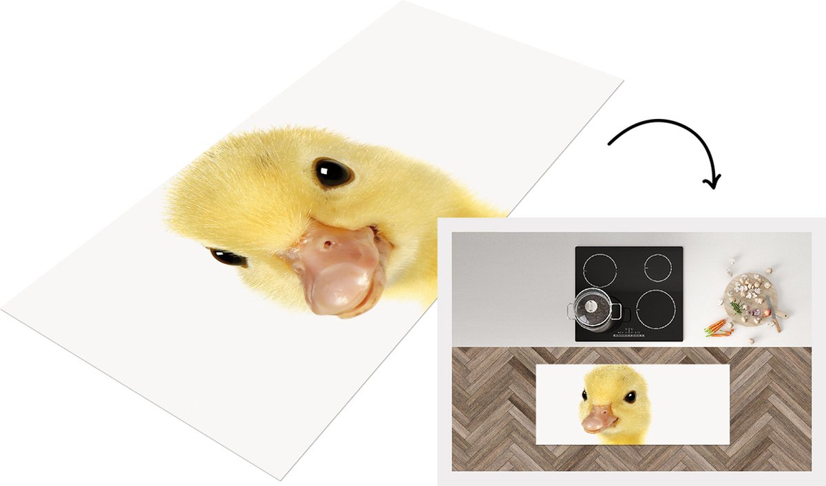 KitchenYeah Keukenloper - Loper keuken - Baby eendje - Eenden kuiken - Lief - Kinderkamer - Babykamer - Meisjeskamer - 120x50 cm - Keukenloper vinyl Multicolor