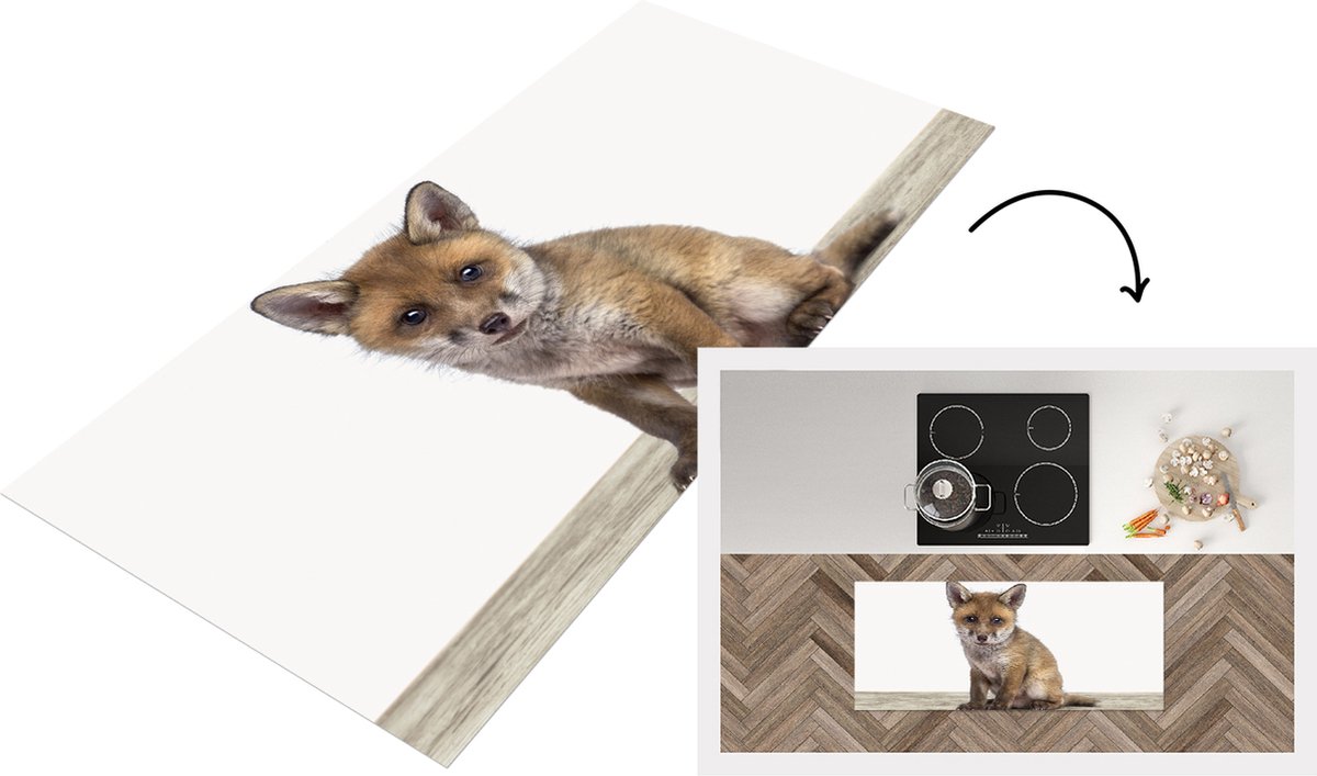 KitchenYeah Keukenloper - Loper keuken - Babykamer - Vosje - baby vos - Kinderkamer - Meisjeskamer - Jongenskamer - 120x50 cm - Keukenloper vinyl Multicolor