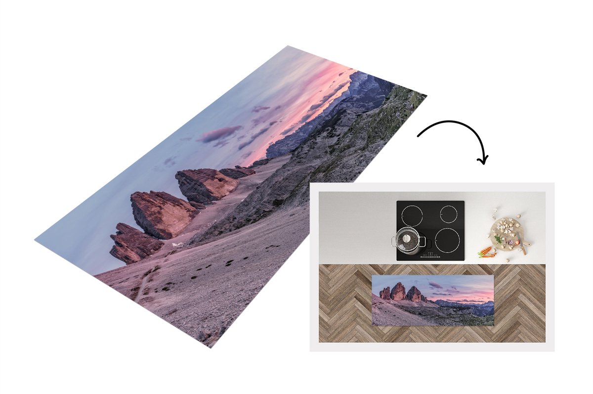 KitchenYeah Keukenloper - Loper keuken - Tirol - Alpen - Berg - 120x50 cm - Keukenloper vinyl Multicolor