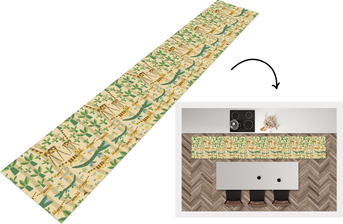 KitchenYeah Keukenloper - Loper keuken - Dieren - Design - Afrika - Abstract - 300x50 cm - Keukenloper vinyl Multicolor