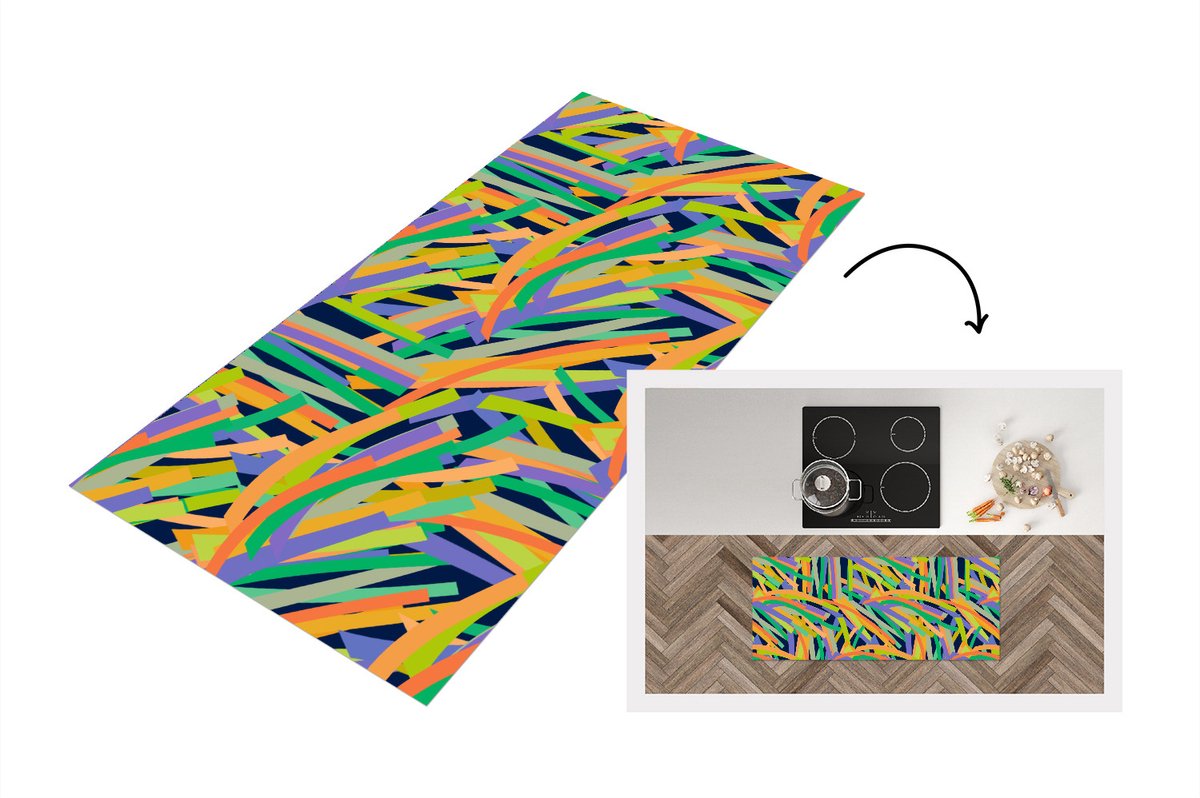 KitchenYeah Keukenloper - Loper keuken - Jungle - Patronen - Abstract - 120x50 cm - Keukenloper vinyl Multicolor