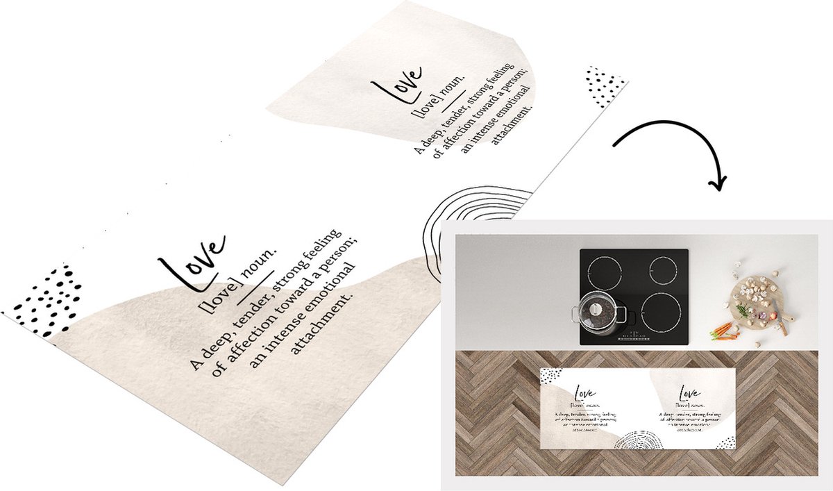 KitchenYeah Keukenloper - Loper keuken - Woordenboek - Liefde - Quotes - 120x50 cm - Keukenloper vinyl Multicolor