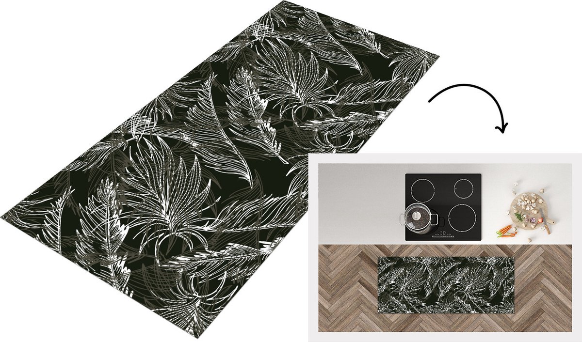 KitchenYeah Keukenloper - Loper keuken - Palmblad - Tropisch - Design - Hawaii - 120x50 cm - Keukenloper vinyl Multicolor