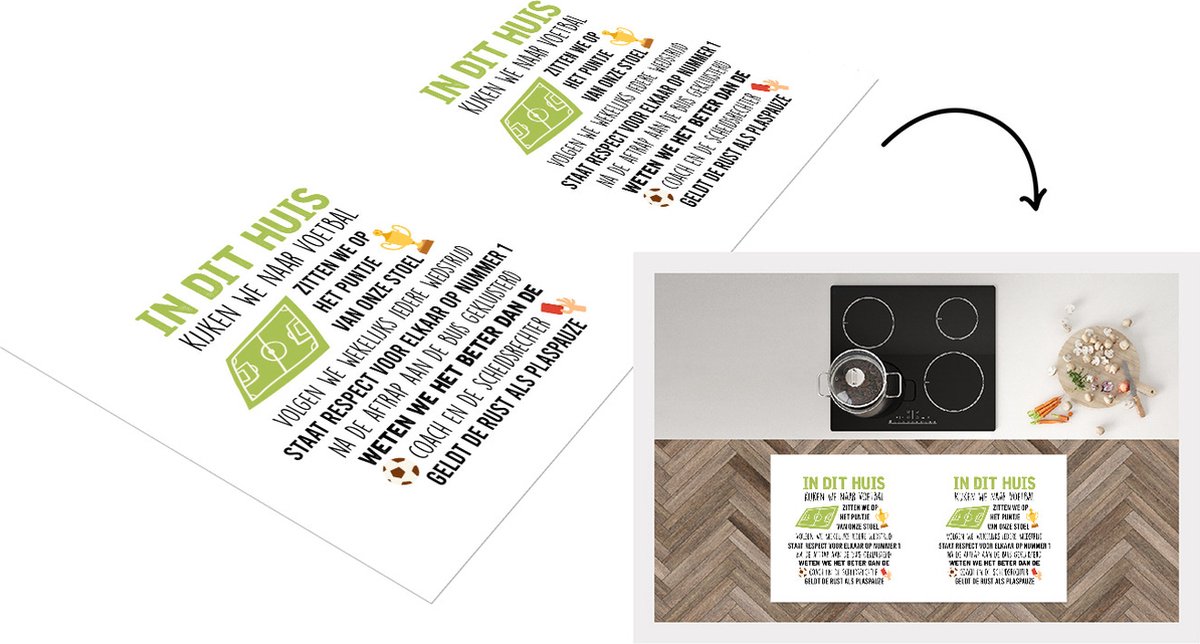 KitchenYeah Keukenloper - Loper keuken - Quotes - In dit huis kijken we naar voetbal - Spreuken - Voetbal - 120x60 cm - Keukenloper vinyl Multicolor