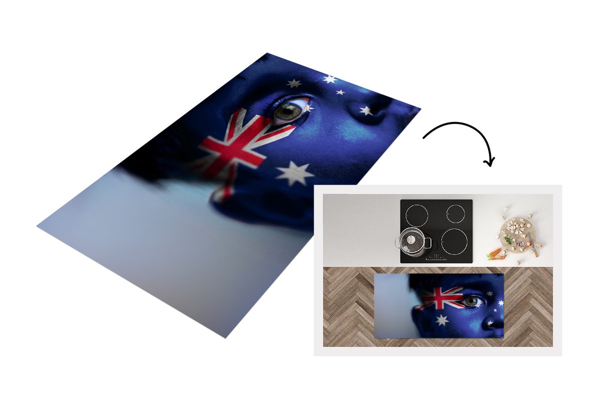 KitchenYeah Keukenloper - Loper keuken - Vlag van Australië - 120x60 cm - Keukenloper vinyl Multicolor