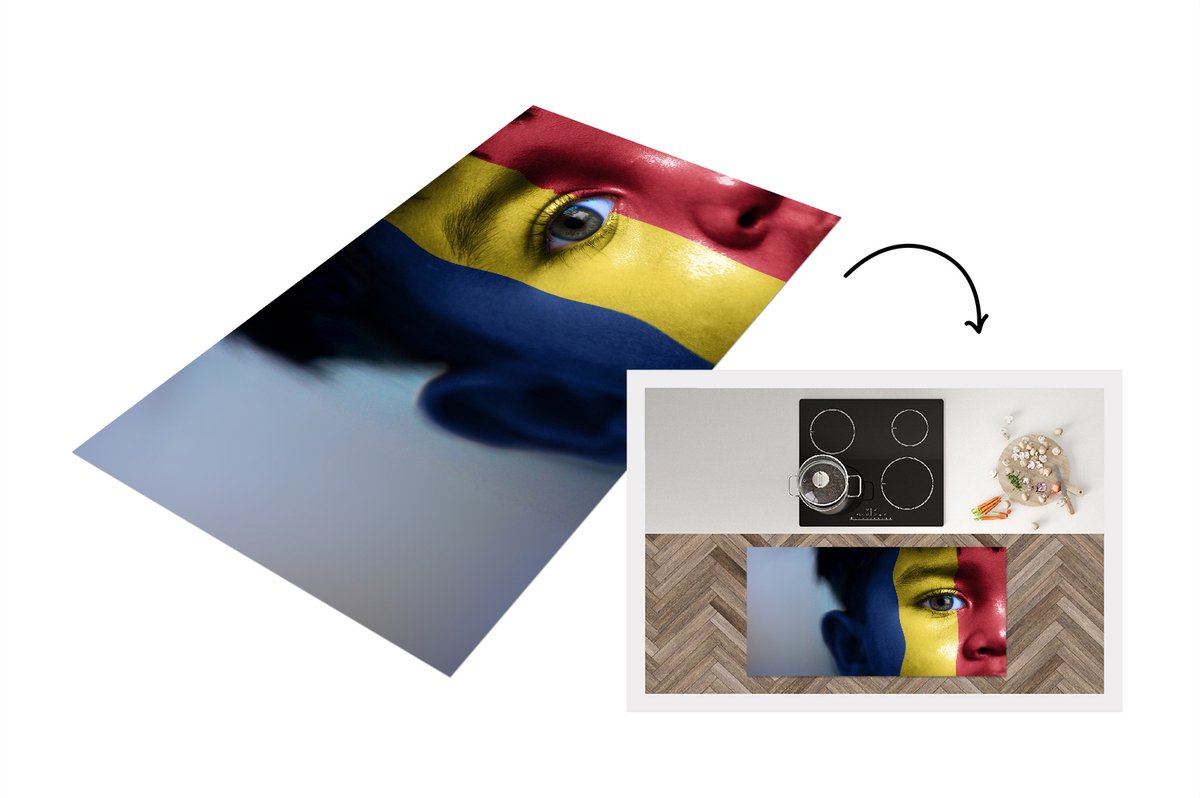 KitchenYeah Keukenloper - Loper keuken - Vlag van Roemenië - 120x60 cm - Keukenloper vinyl Multicolor