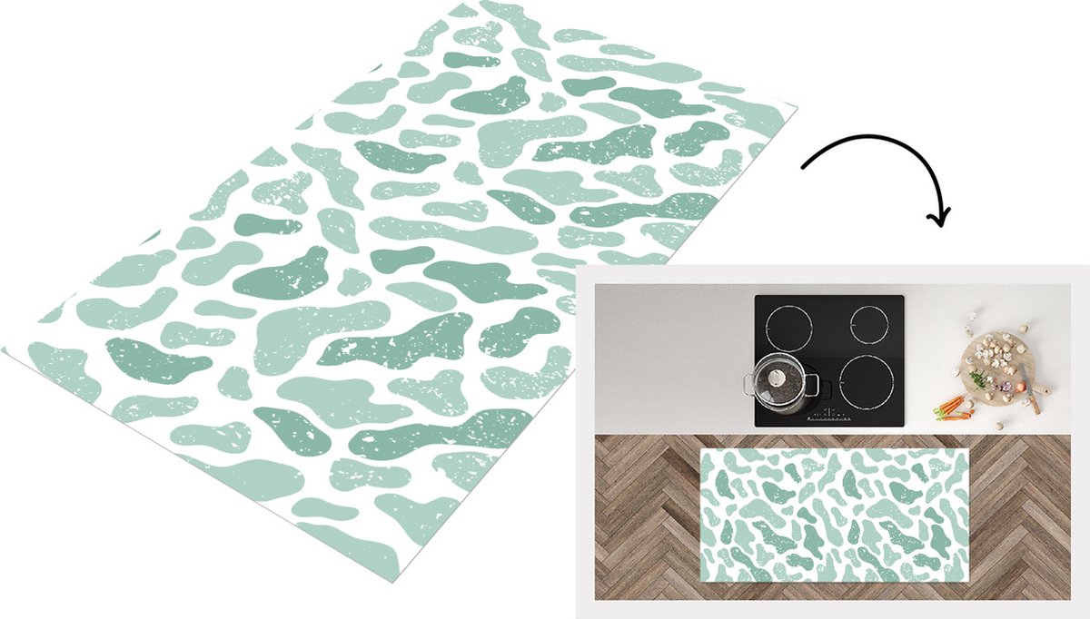 KitchenYeah Keukenloper - Loper keuken - Abstract - Verf - Patroon - Grijs - Dierenprint - 120x60 cm - Keukenloper vinyl Multicolor
