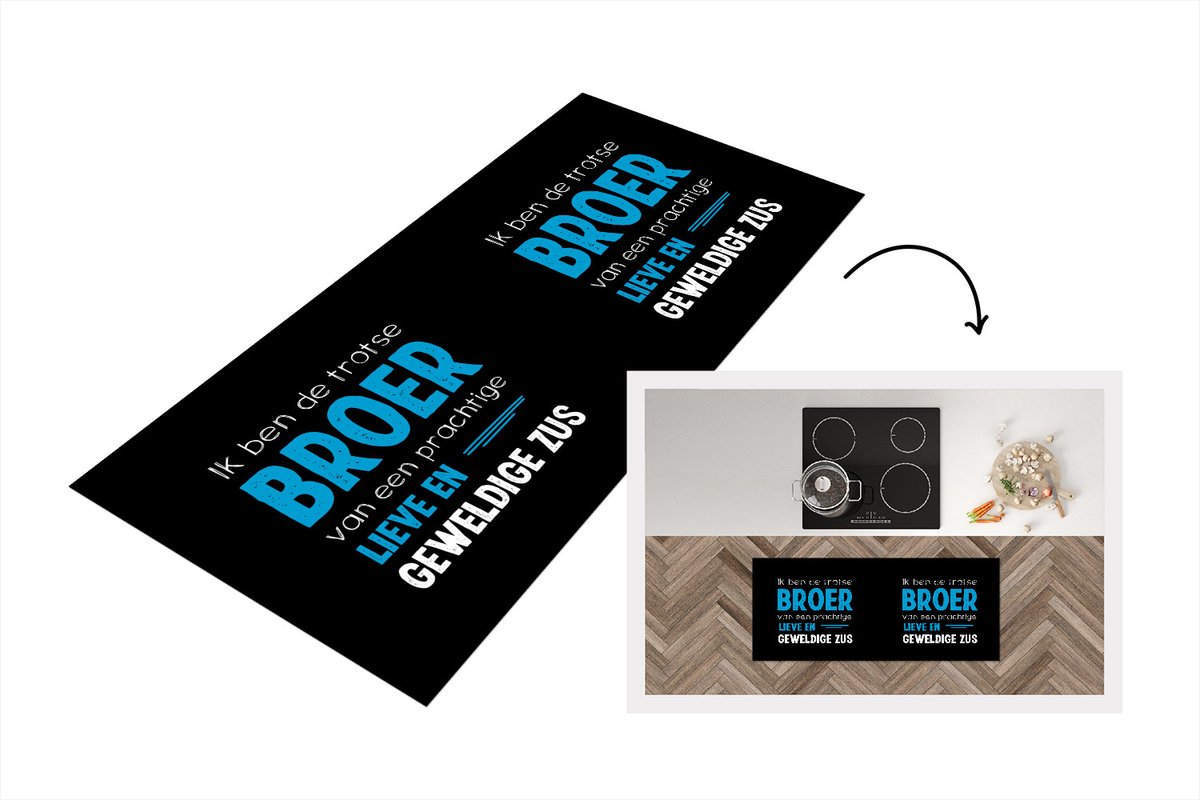 KitchenYeah Keukenloper - Loper keuken - Broer - Zus - Ik ben de broer - Quotes - Spreuken - 120x50 cm - Keukenloper vinyl Multicolor