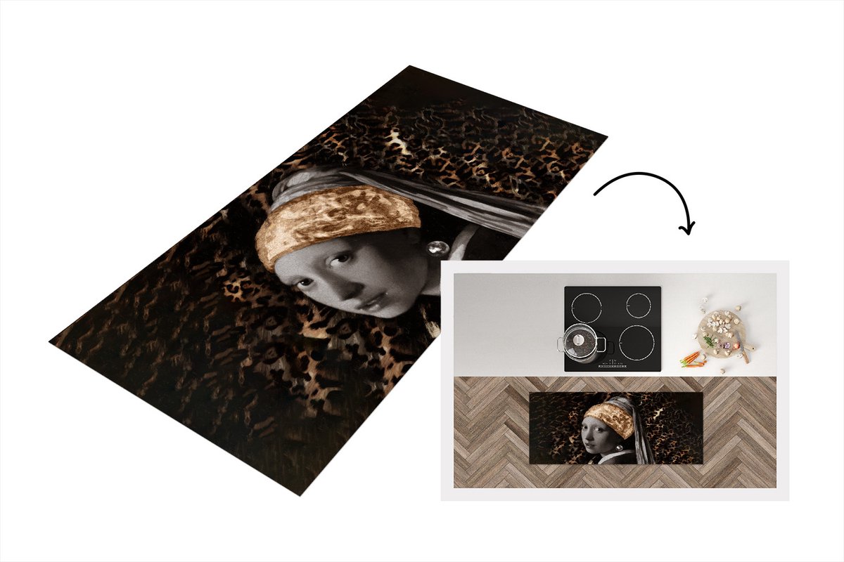 KitchenYeah Keukenloper - Loper keuken - Meisje met de parel - Bruin - Design - Keukenloper vinyl Multicolor