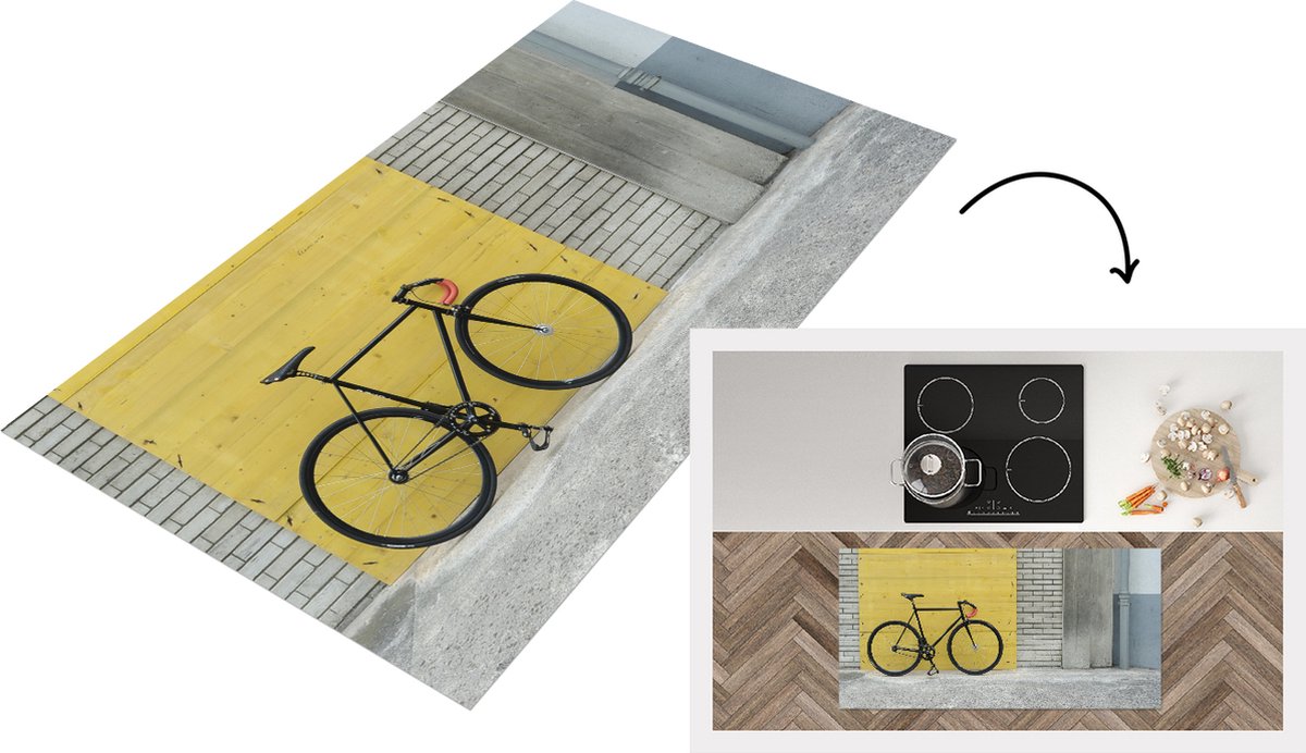 KitchenYeah Keukenloper - Loper keuken - Een racefiets op een industriële achtergrond - 120x60 cm - Keukenloper vinyl Multicolor