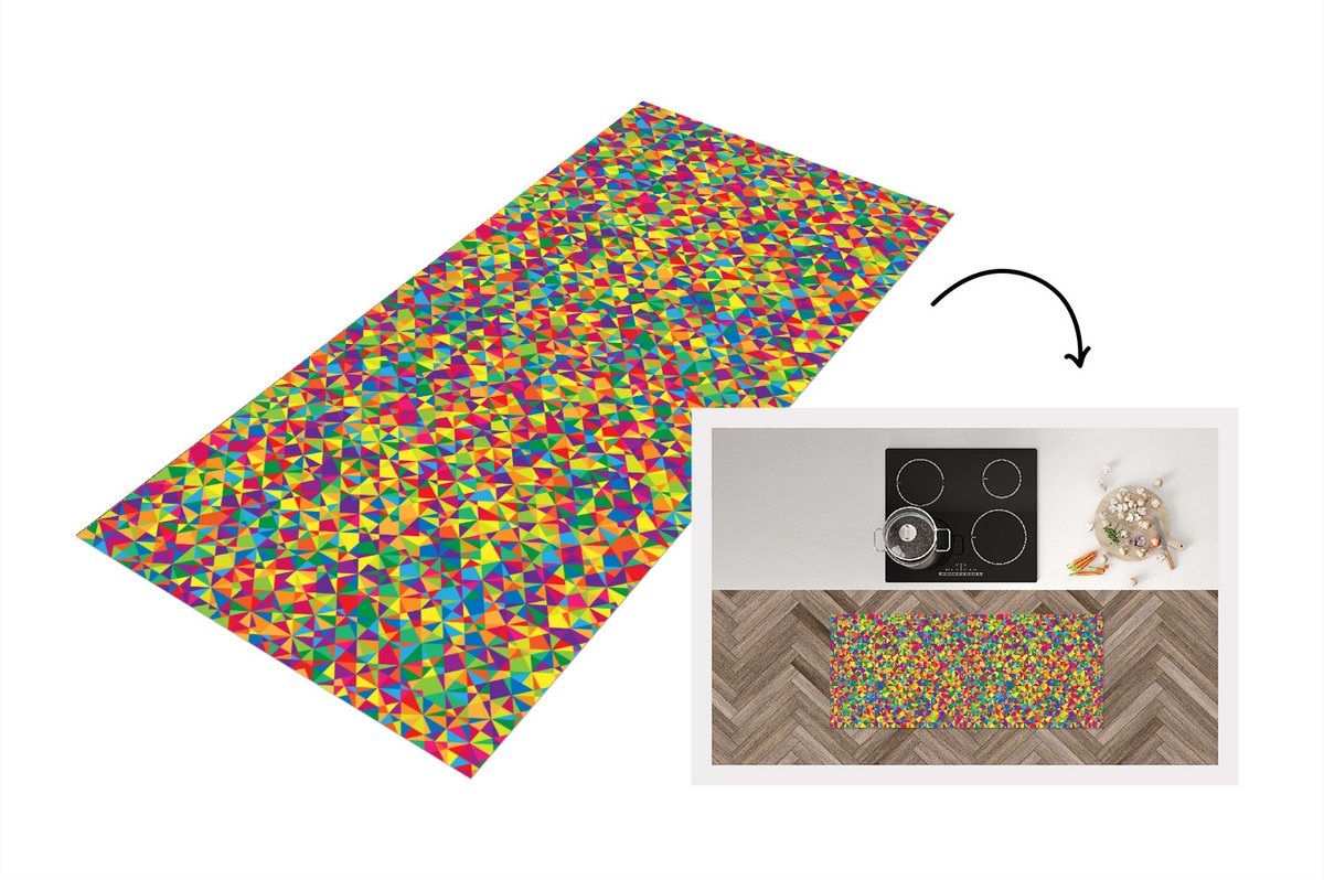 KitchenYeah Keukenloper - Loper keuken - Patronen - Kleuren - Regenboog - Abstract - 120x50 cm - Keukenloper vinyl Multicolor