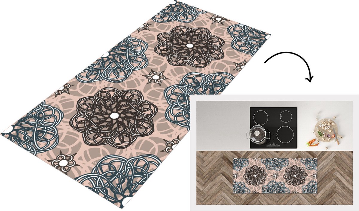 KitchenYeah Keukenloper - Loper keuken - Patronen - Abstract - Bloemen - 120x50 cm - Keukenloper vinyl Multicolor