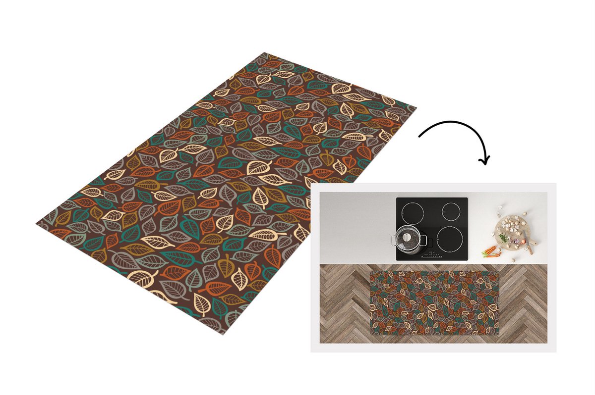 KitchenYeah Keukenloper - Loper keuken - Bladeren - Natuur - Herfst - Bohemian - 120x60 cm - Keukenloper vinyl Multicolor