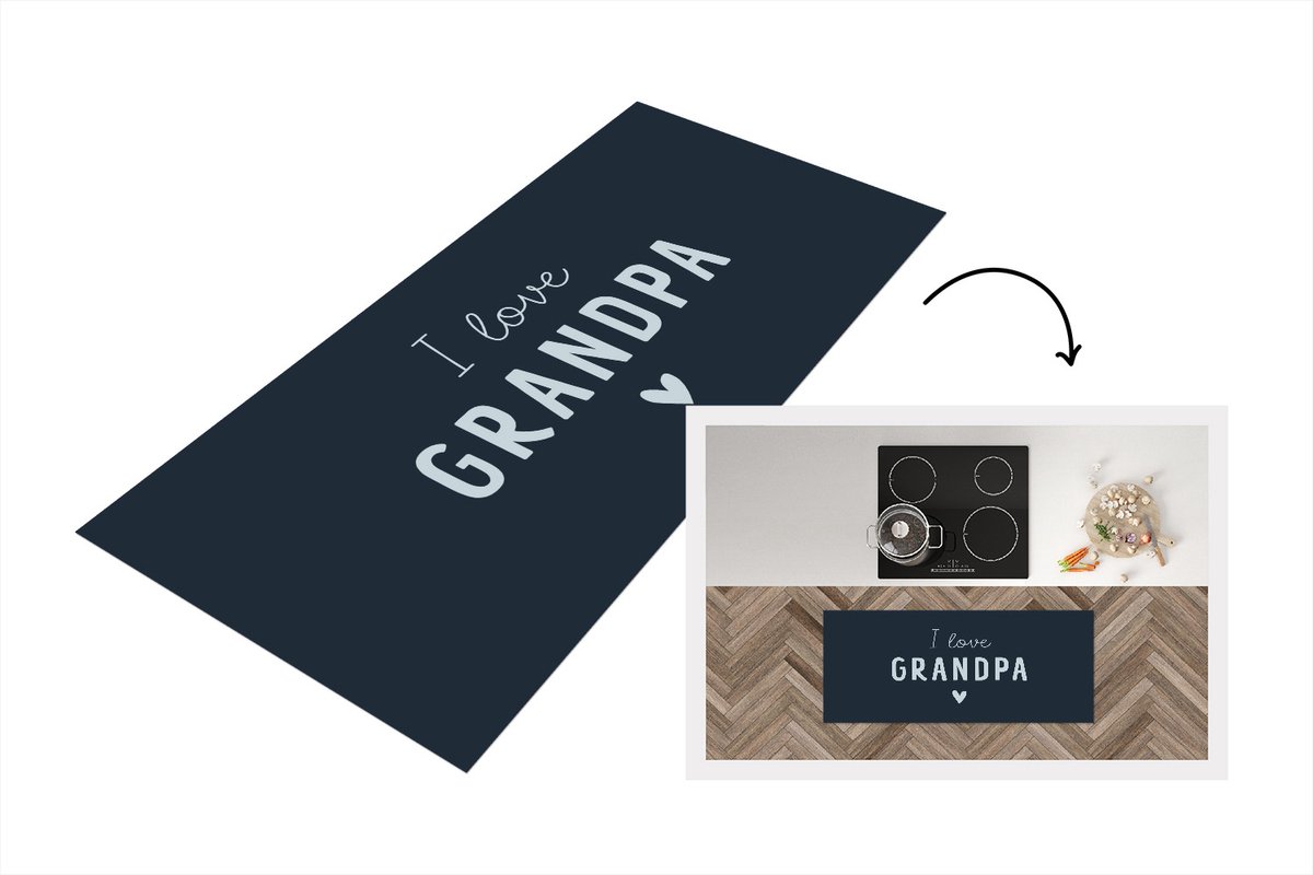 KitchenYeah Keukenloper - Loper keuken - Cadeau opa - Vaderdag - Quote - I love grandpa - Spreuken - 120x50 cm - Keukenloper vinyl Multicolor