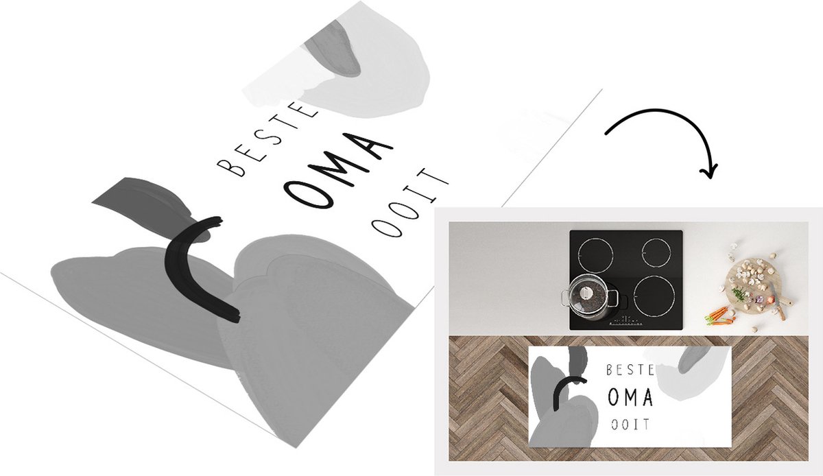 KitchenYeah Keukenloper - Loper keuken - Spreuken - Quotes Beste Oma Ooit - Moederdag - Oma cadeau - Grootmoeder - zwart wit - 120x60 cm - Keukenloper vinyl Zwart; Wit