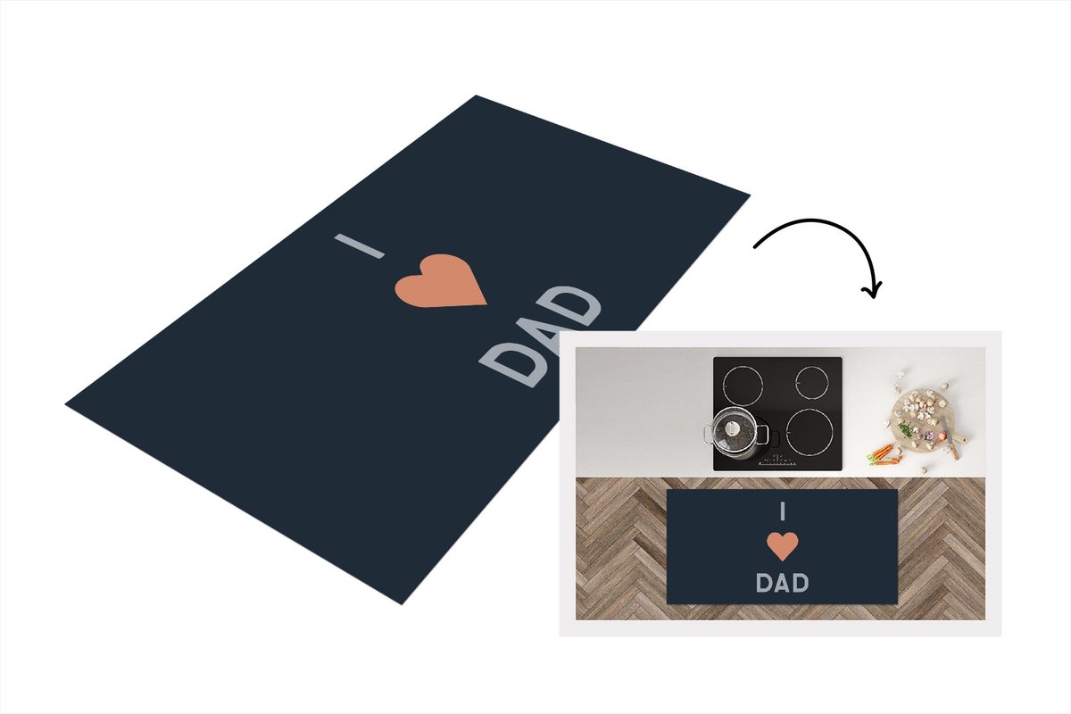 KitchenYeah Keukenloper - Loper keuken - Vader cadeautje - Vaderdag - Quote - I love dad - Spreuken - 120x60 cm - Keukenloper vinyl Multicolor