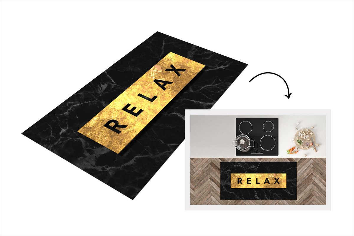 KitchenYeah Keukenloper - Loper keuken - Quotes - Relax - Goud - Marmer - Keukenloper vinyl, foto 2