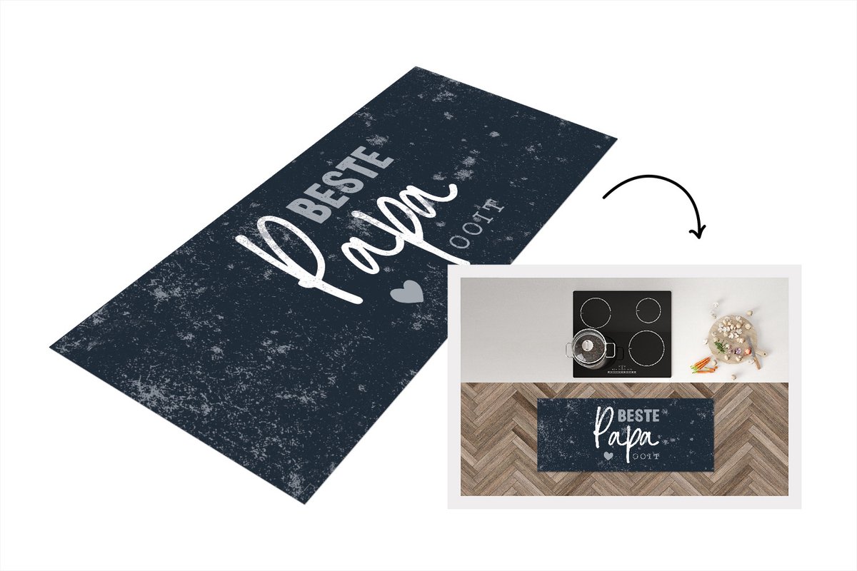 KitchenYeah Keukenloper - Loper keuken - Cadeau voor man - Quote - Vaderdag - Beste papa ooit - Spreuken - 120x50 cm - Keukenloper vinyl Multicolor