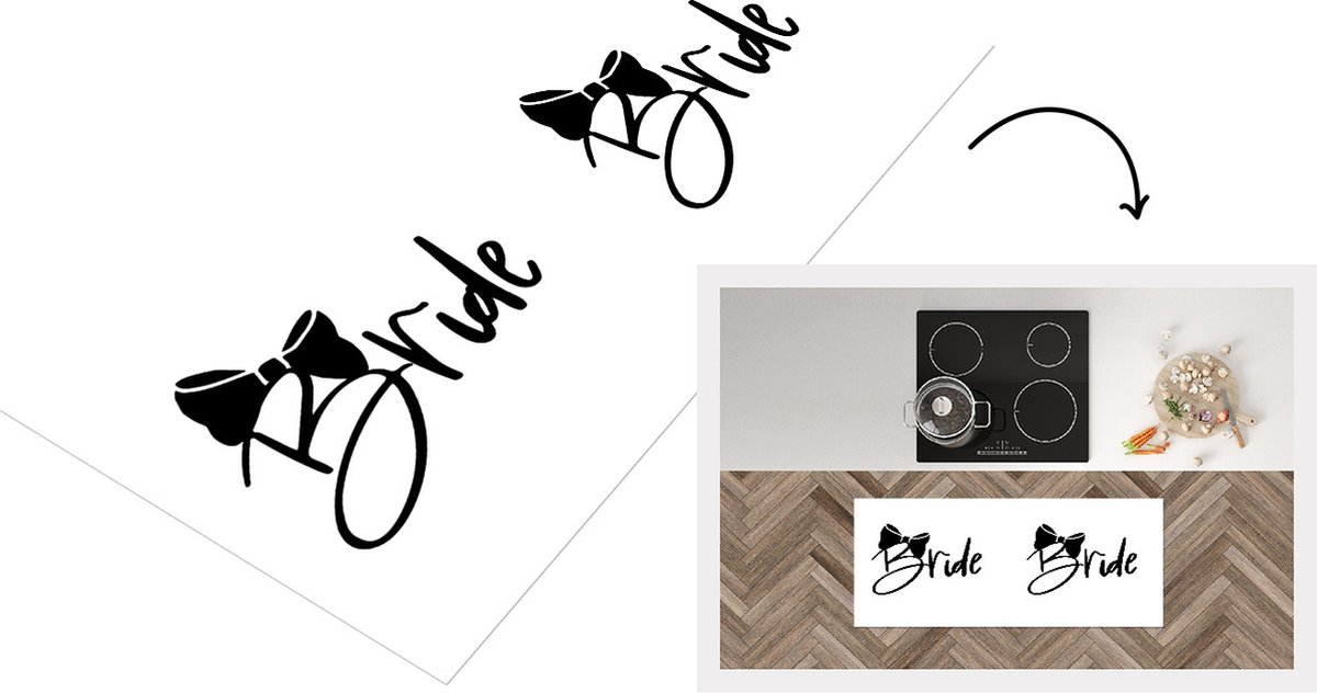KitchenYeah Keukenloper - Loper keuken - Bruid - Quotes - 'Bride' - Spreuken - 120x50 cm - Keukenloper vinyl Multicolor