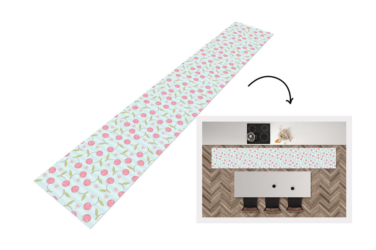 KitchenYeah Keukenloper - Loper keuken - Patronen - Kersen - Sakura - 300x50 cm - Keukenloper vinyl Multicolor