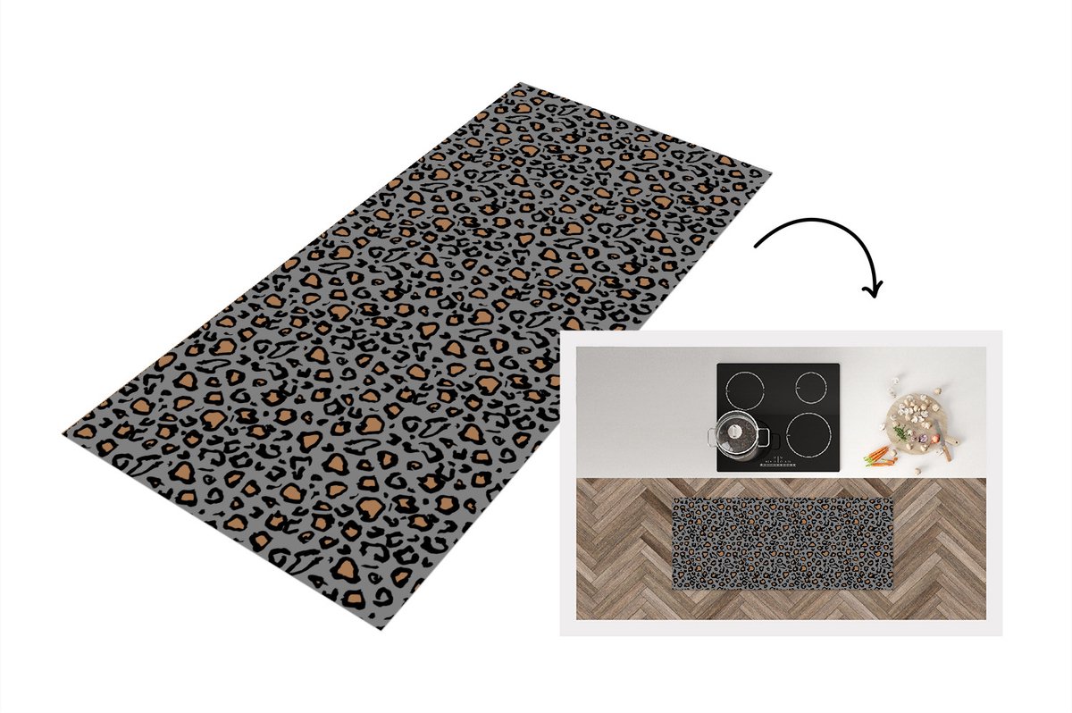 KitchenYeah Keukenloper - Loper keuken - Panter - Patronen - Dieren - 120x50 cm - Keukenloper vinyl Multicolor