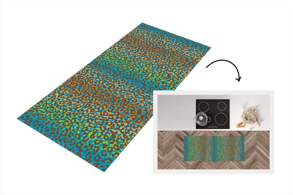 KitchenYeah Keukenloper - Loper keuken - Patroon - Panter - Abstract - 120x50 cm - Keukenloper vinyl Multicolor