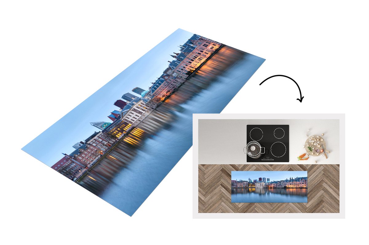 KitchenYeah Keukenloper - Loper keuken - Den Haag - Politiek - Water - 120x50 cm - Keukenloper vinyl Multicolor