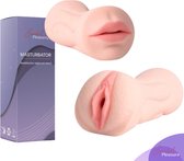 Essential Pleasure Pocket Pussy - Flesh light - 2 in 1 Masturbator - Blowjob - Sex Toys voor Mannen - Deepthroat - Mond - Vagina - 21 cm