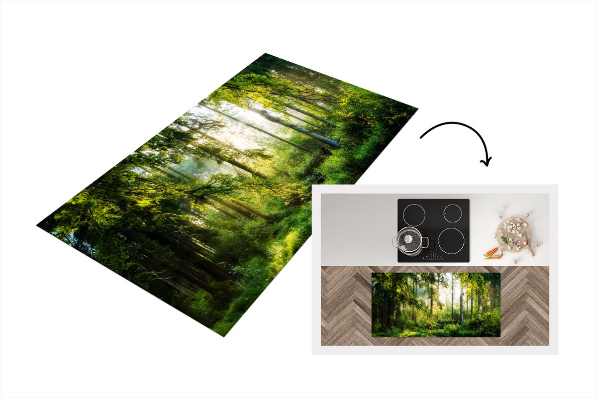 KitchenYeah Keukenloper - Loper keuken - Bos - Zon - Bomen - 120x60 cm - Keukenloper vinyl Multicolor