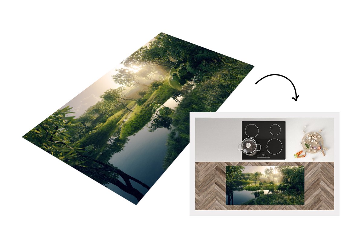 KitchenYeah Keukenloper - Loper keuken - 3D - Bos - Bomen - 120x60 cm - Keukenloper vinyl Multicolor