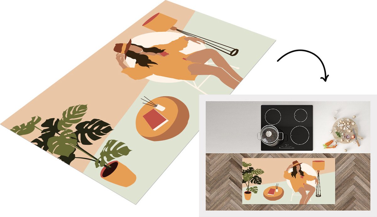 KitchenYeah Keukenloper - Loper keuken - Vrouwen - Stoel - Zomer - Keukenloper vinyl multicolor, foto 2