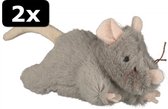 2x PLUCHE MUIS MET GELUID 15CM