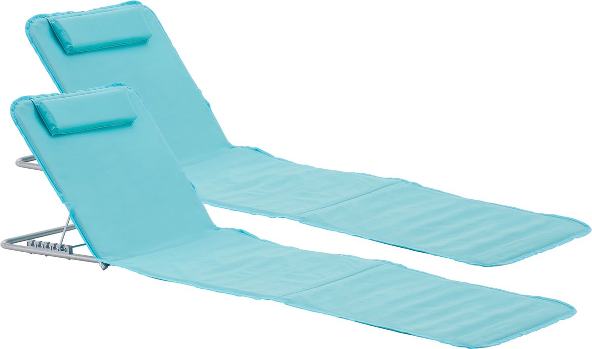 Strandmat Cellorigo met rugleuning set van 2 turquoise