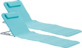 Strandmat Cellorigo met rugleuning set van 2 turquoise