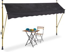 klem-zonwering - 300 cm breed - in de hoogte verstelbaar - met zwengel - uv-bestendig - antraciet-goud