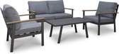 LUX outdoor living Athene stoel-bank loungeset 4-delig | aluminium + polywood | antraciet | 4 personen