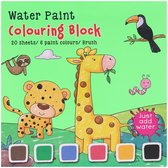 Water paint colouring blockmet dieren - Kleurblok met waterverf plus 1 x kwasje- kleurboek met dieren - waterverf kinderen