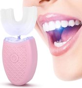 U-vormige volwassen tandenborstel, t elektrische sonische tandenborstel automatische reiniging tandenborstel mondverzorgingshulpmiddel met food grade siliconen borstelkop(Roze)