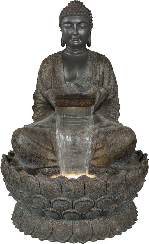 Waterornament Boeddha XL - Polystone - Complete Set incl. pomp en LED -  H.136cm | bol.com