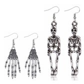 2 Paar Oorbellen-Skelet-Hand-Zilver-Lang-Charme Bijoux