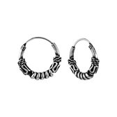 Zilveren oorbellen | Oorringen  | Zilveren Bali hoops, 14 mm met drie verschillende versieringen