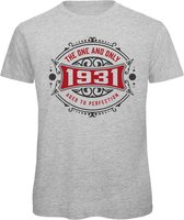 1931 The One And Only | Feest Kado T-Shirt Heren - Dames | Antraciet - Donker Rood | Perfect Verjaardag Cadeau Shirt | Grappige Spreuken - Zinnen - Teksten | Maat XXL