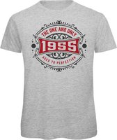 1955 The One And Only | Feest Kado T-Shirt Heren - Dames | Antraciet - Donker Rood | Perfect Verjaardag Cadeau Shirt | Grappige Spreuken - Zinnen - Teksten | Maat XXL