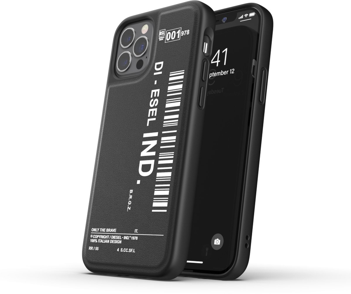 Apple iPhone 12 Hoesje - Diesel - Molded Serie - Hard Kunststof Backcover - Zwart - Hoesje Geschikt Voor Apple iPhone 12